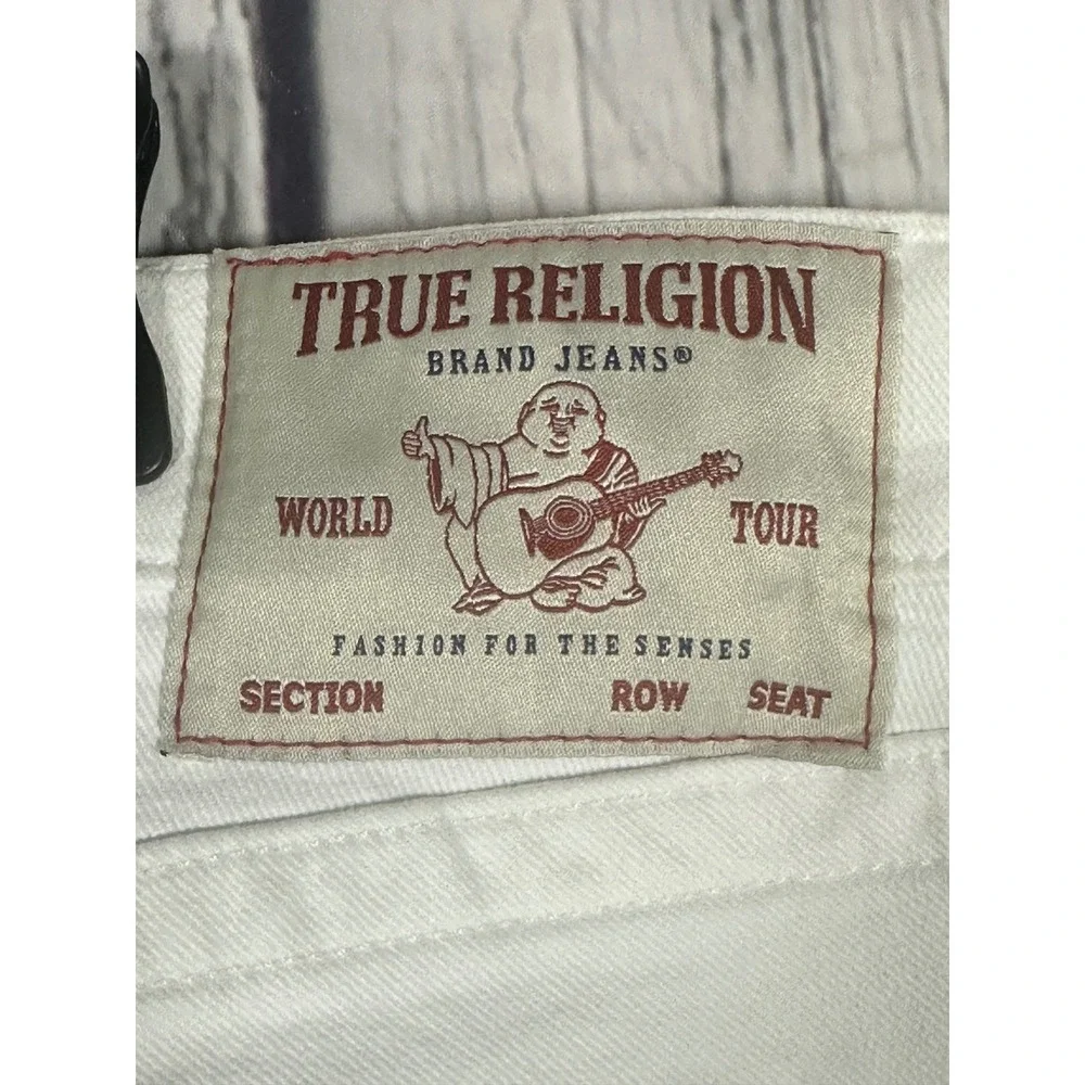 NWT True Religion Rocco Relaxed Skinny Jeans Mens 40x32‎ Optic White No Flap Y2K